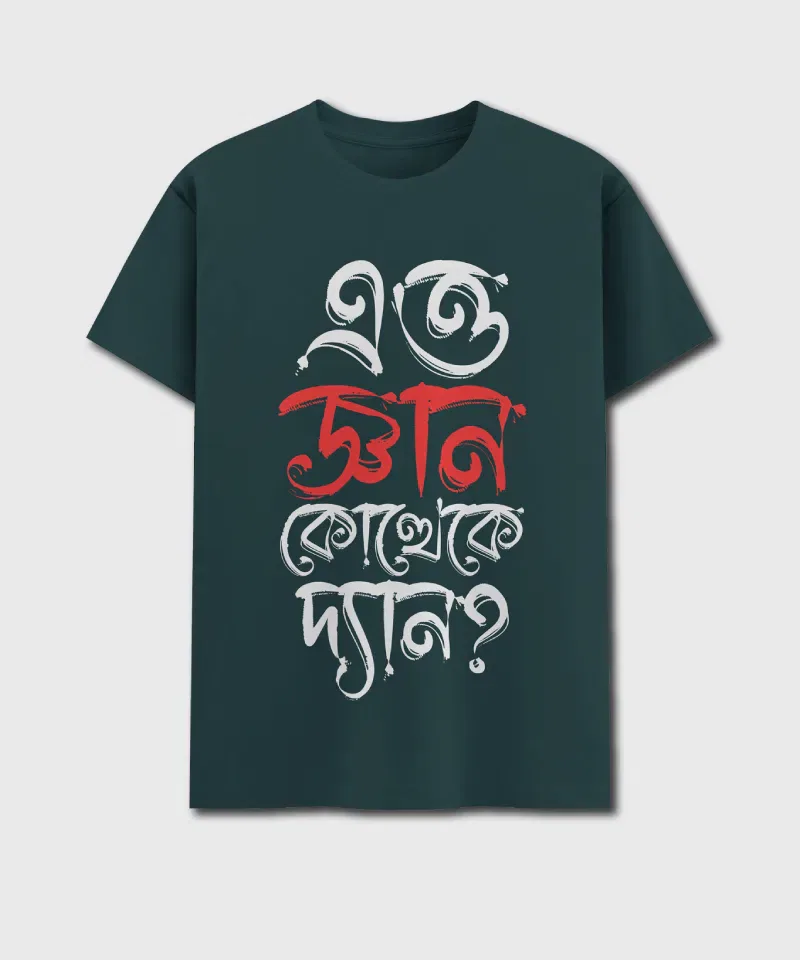 Etto Gyan Kottheke Dyan? - Bengali Printed Unisex T-Shirt - Image 3