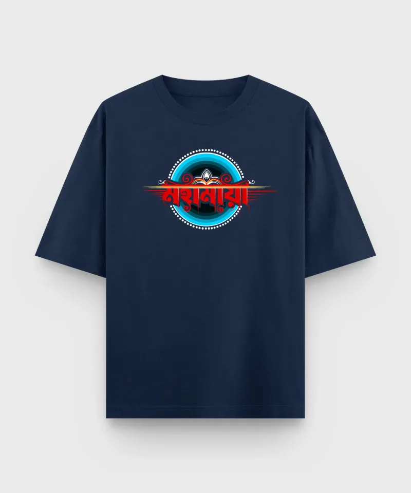 Mahamaya - Bengali printed Oversized t-shirt in Navy Blue