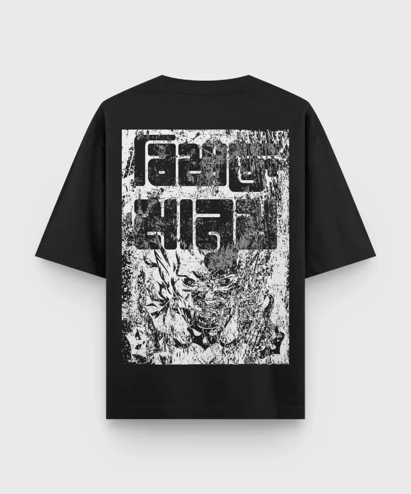 Bishakto Manush Bengali printed Oversized T-shirt in Black color.