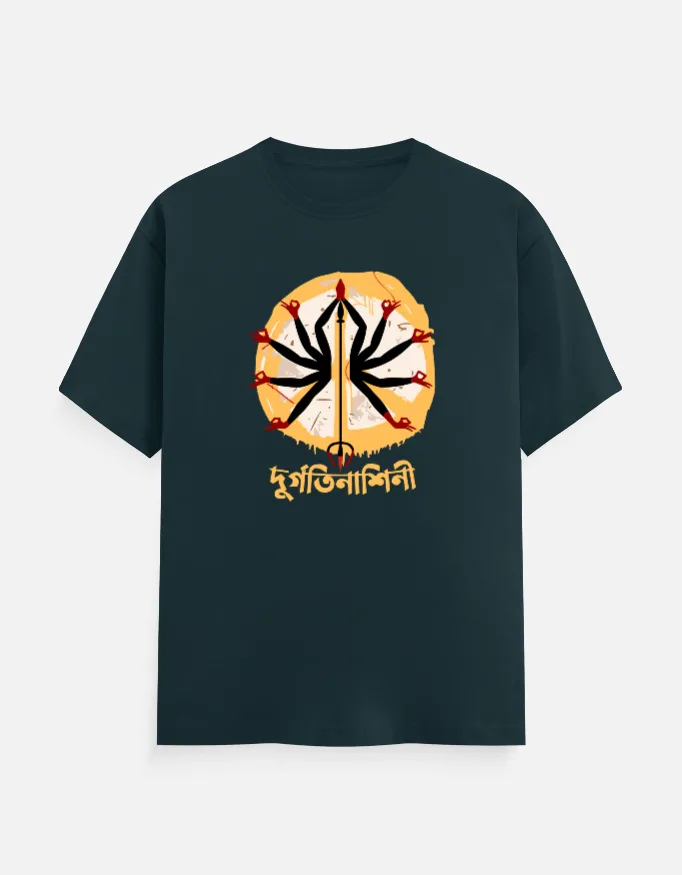 Durgotinashini - Maa Durga t-shirt in Petrol Blue