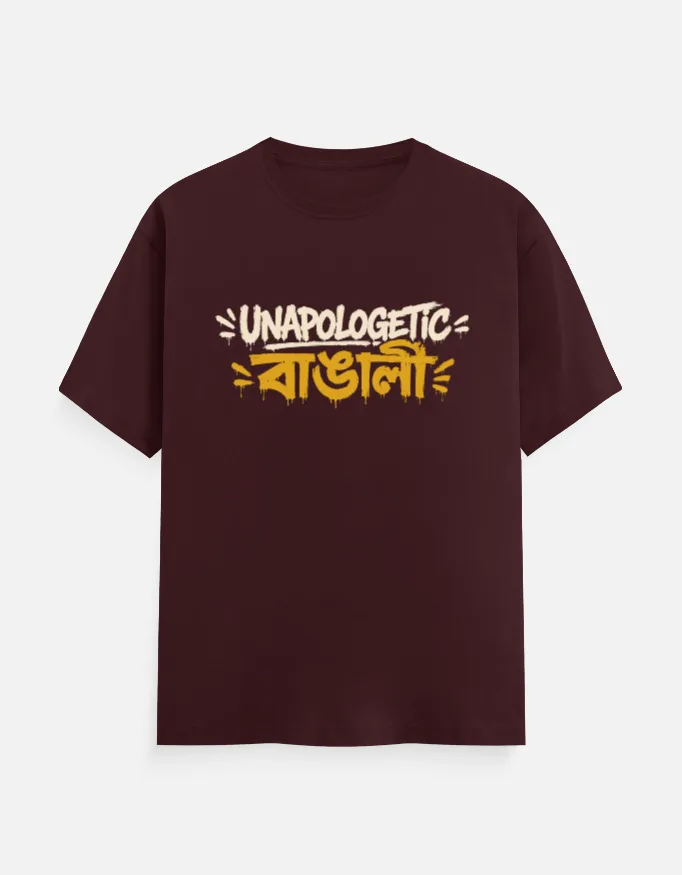 Unapologetic Bangali – Bengali Printed Unisex T-Shirt in Maroon