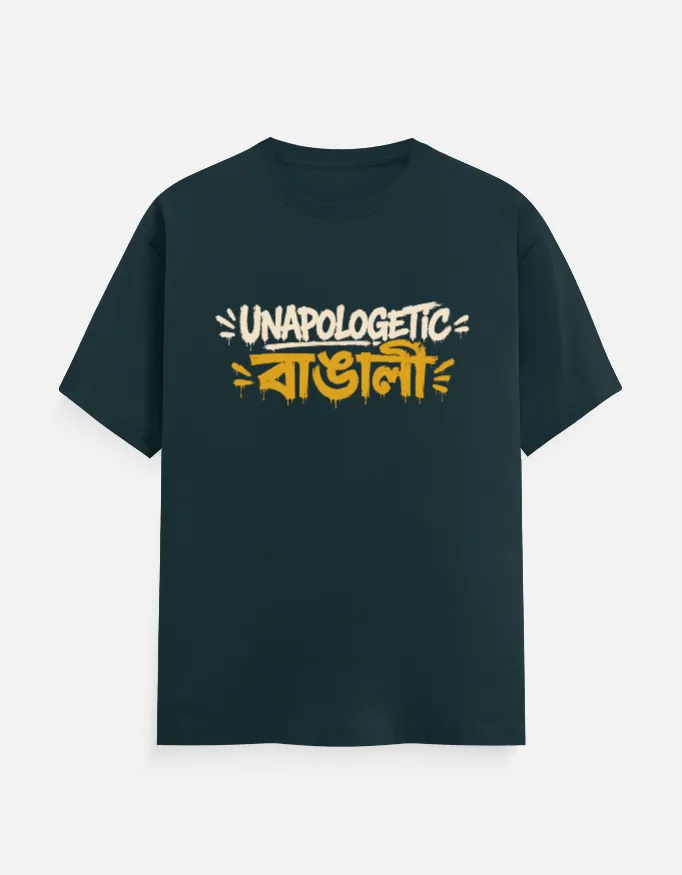 Unapologetic Bangali – Bengali Printed Unisex T-Shirt in Petrol Blue