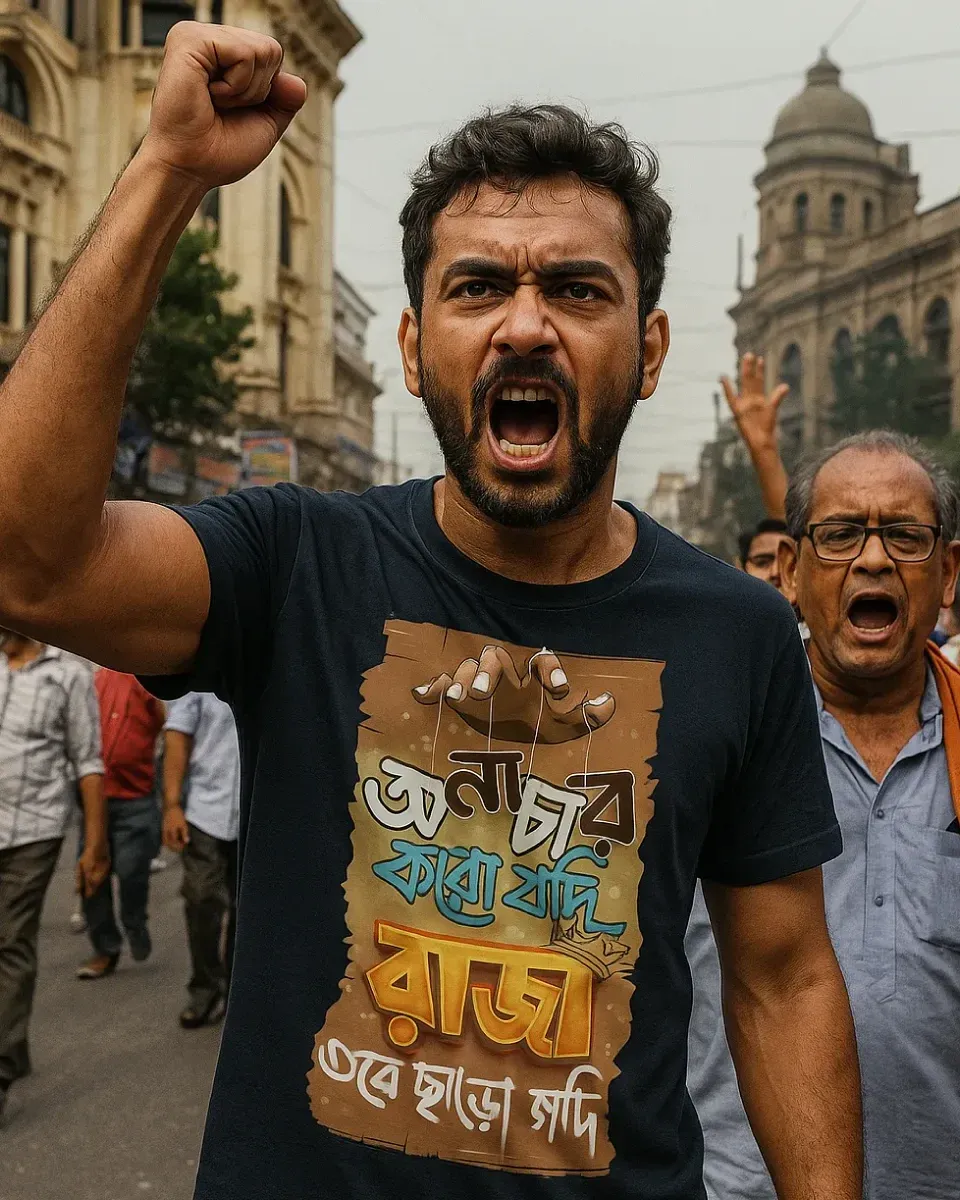 Onachar Koro Jodi Raja Tobe Charo Godi - Hirak Rajar Deshe Bengali Printed T-Shirt
