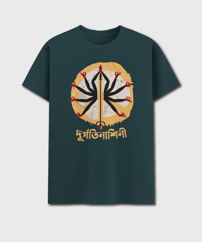 Durgotinashini - Maa Durga t-shirt in Petrol Blue
