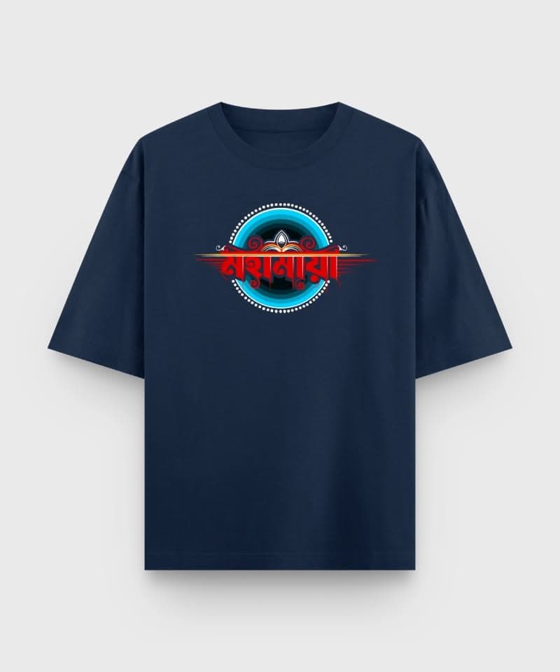 Mahamaya - Bengali printed Oversized t-shirt in Navy Blue