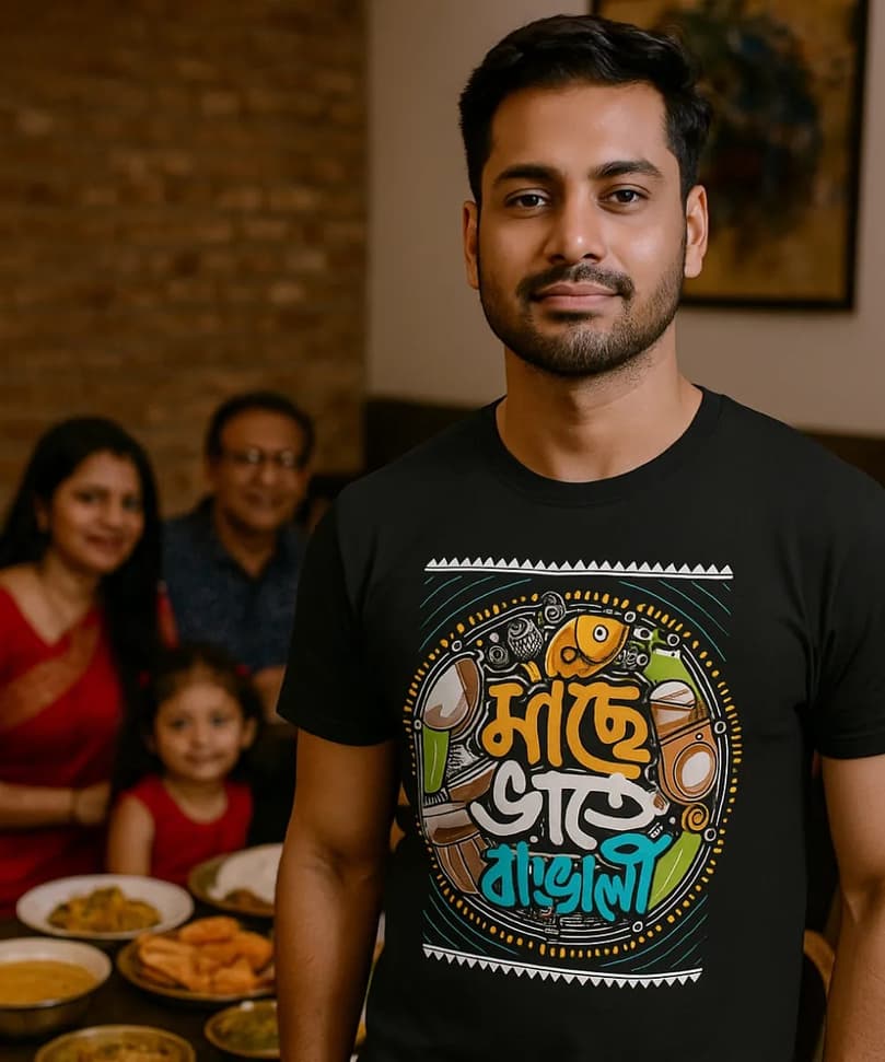 Mache Bhate Bangali - Bengali Printed Unisex T-Shirt