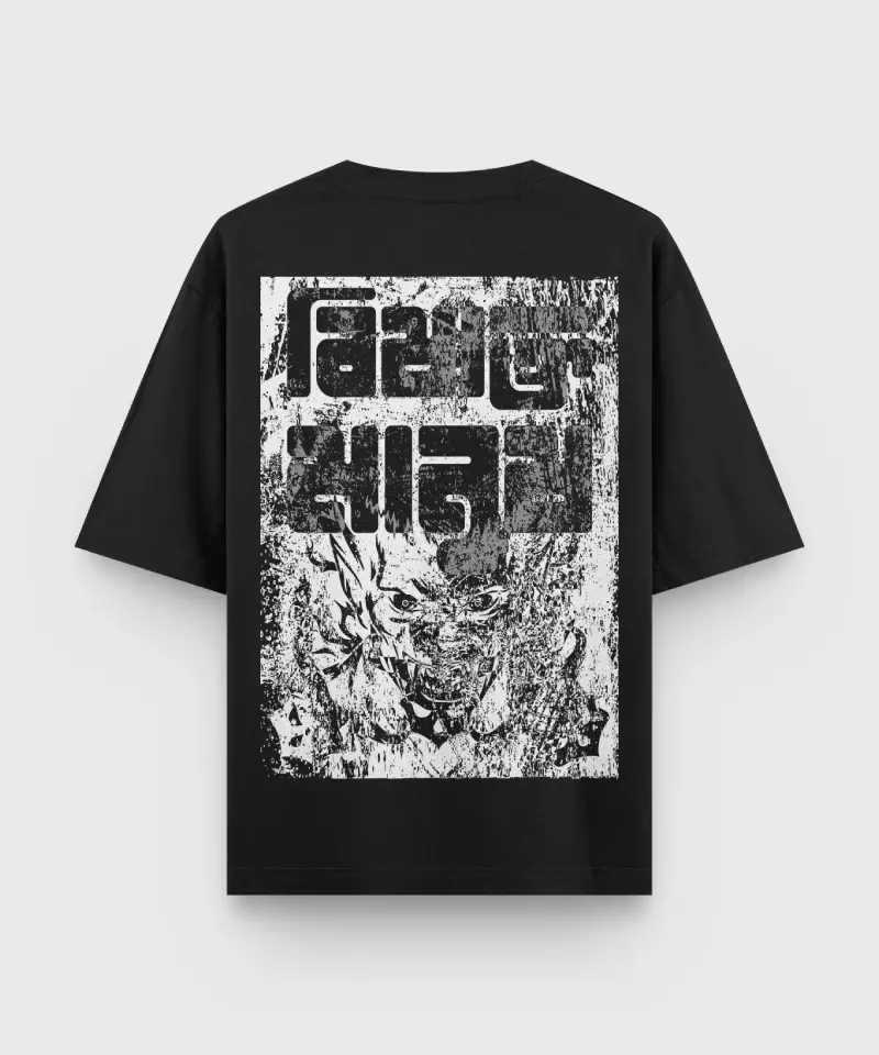 Bishakto Manush Bengali printed Oversized T-shirt in Black color.