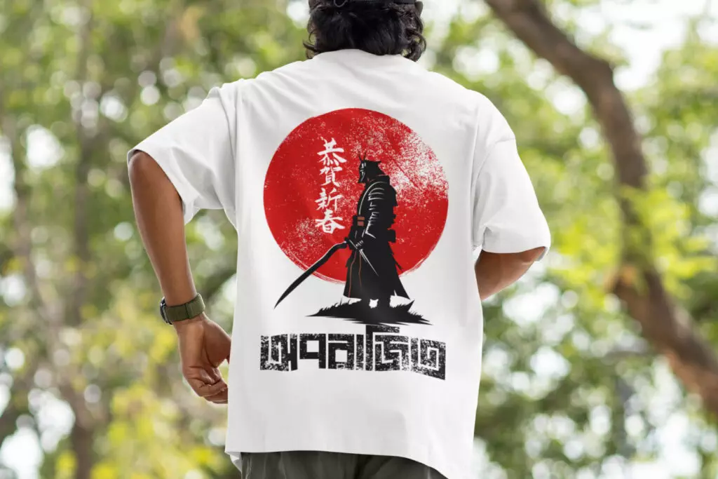 A man casually jogging wearing Oporajito Oversized T-shirt from Bong Street